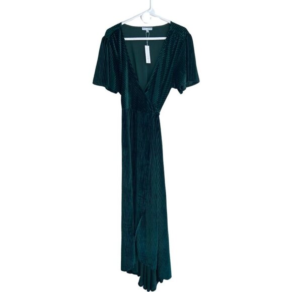 Baltic Born NWT Emerald Green Velvet RIbbed Wrap Dress Size XXXL Size 3XL Plus - Picture 2 of 12